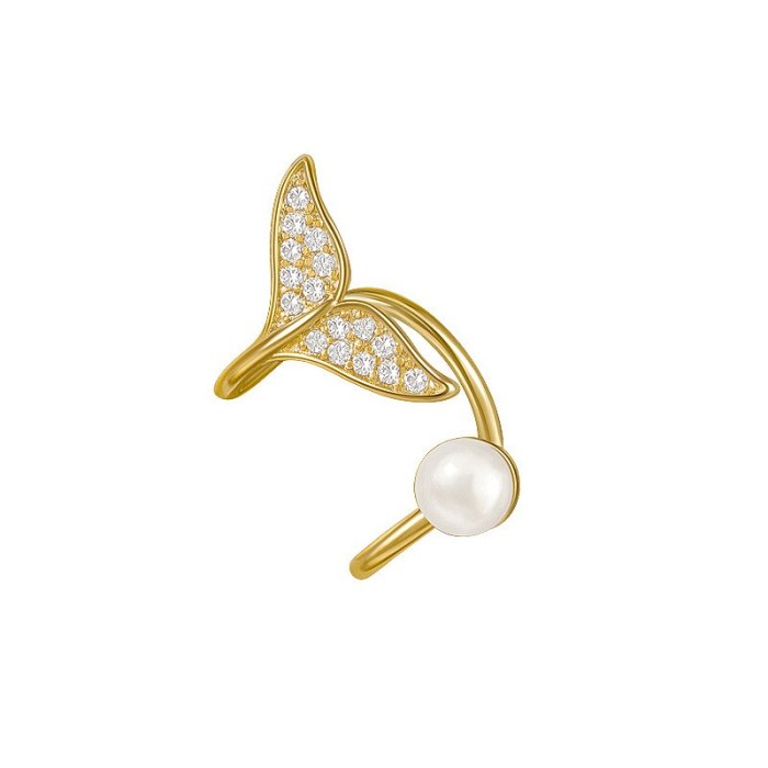 Fishtail Pearl Ear Bone Clip Female Earless Ear Clip Simple Ear Stud Earrings Jewelry