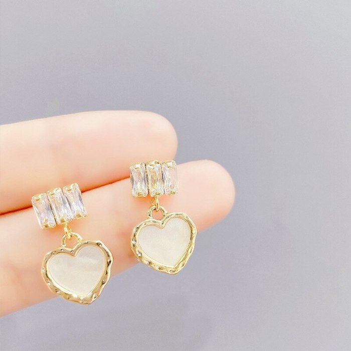 925 Silver Needle Korean Small Shell Love Heart Earrings Graceful Online Influencer Simple Peach Heart Stud Earring Earrings