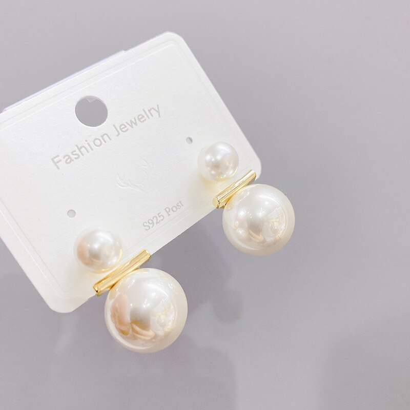 Full Diamond Pearl Stud Earrings Fashion Personalized and Temperamental Earrings Women's Sterling Silver Needle Earrings