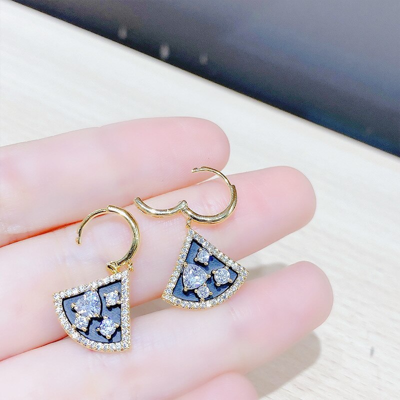 Ear Clip Micro-Inlaid 3A Zircon Ear Studs Korean Style Trendy Earrings Environmentally Friendly Electroplated Real Gold Earrings