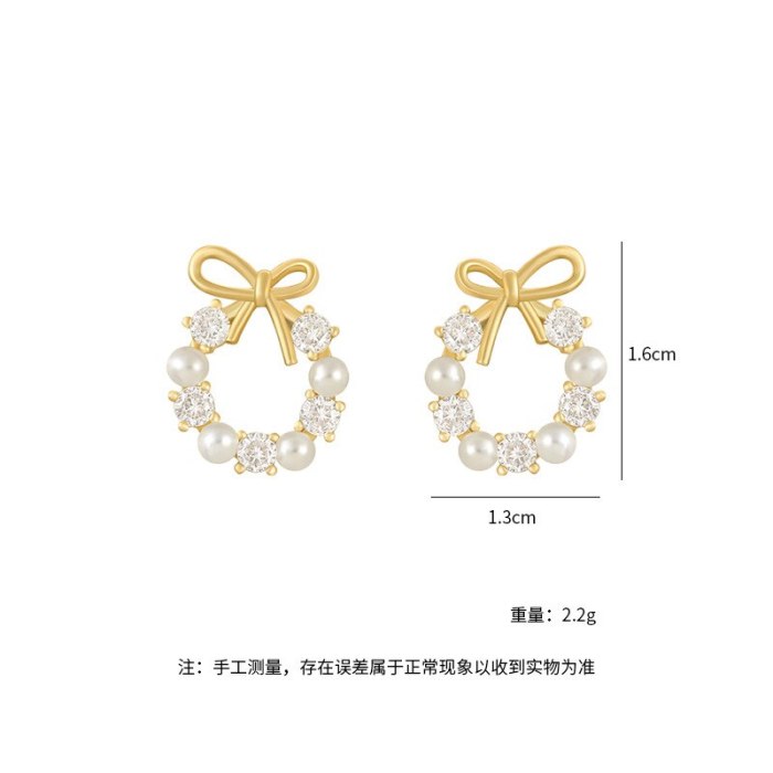 Small Bow New Fashion Stud Earrings Elegant Earrings S925 Sterling Silver Silver Needle Korean Earrings Jewelry