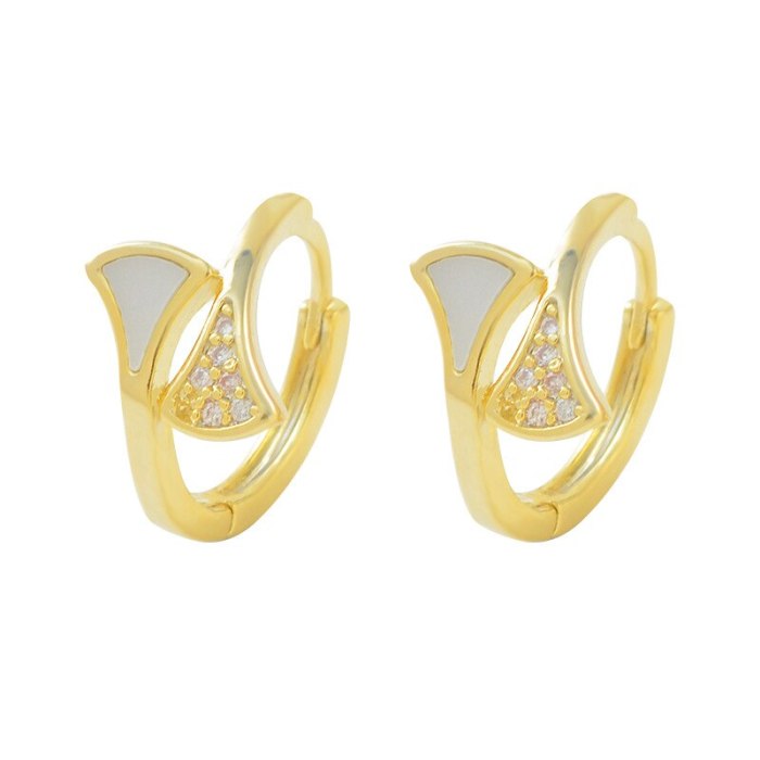 Silver Shell Ginkgo Leaf Ear Clip New Trendy Female Temperament Stud Earrings Jewelry