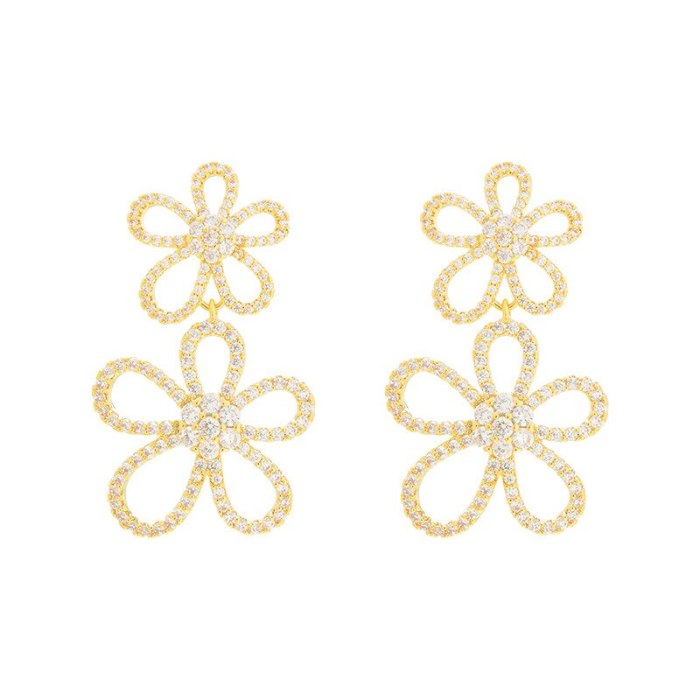 European Fashion Retro Stud Earrings Zircon Inlaid Personality Flower Earrings Ethnic Style Earrings Fashion