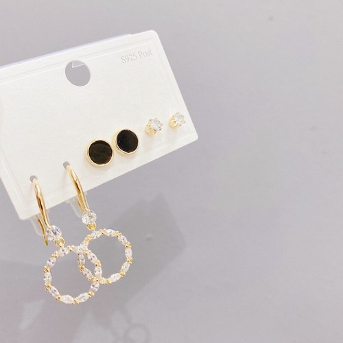Popular Earrings Sterling Silver Needle Earrings Earrings Multi-Pair One Card Women's Fashion Ornament
