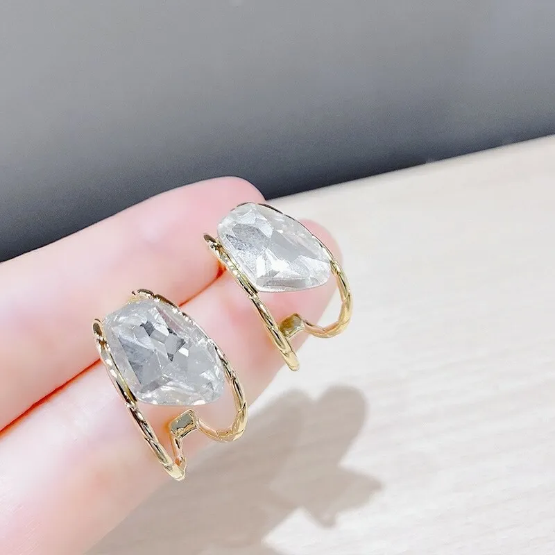 Fashion Ins Style Earrings Wholesale Light Luxury Niche Geometric Earrings European Sterling Silver Needle Zircon Earrings