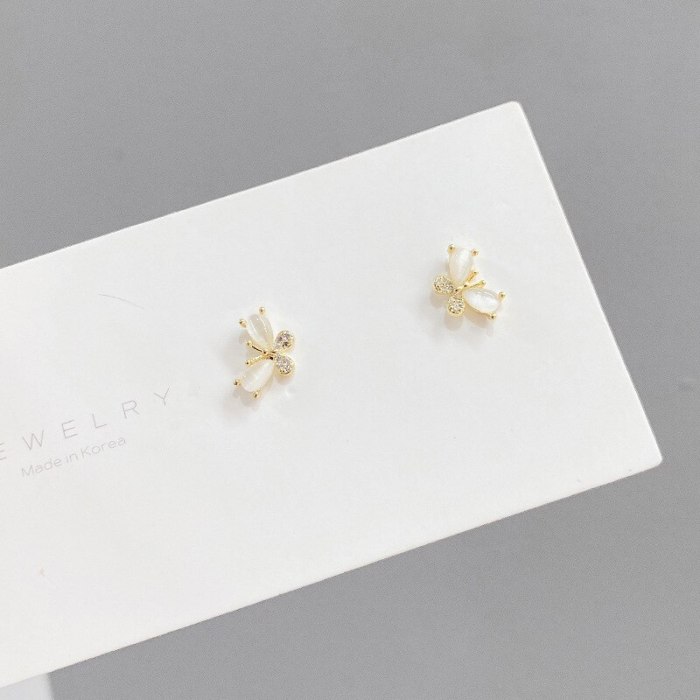 Japanese and Korean S925 Silver Needle Stud Earrings 3 Pcs/set Micro-Inlaid Earrings Female Slimming Earrings Wholesale