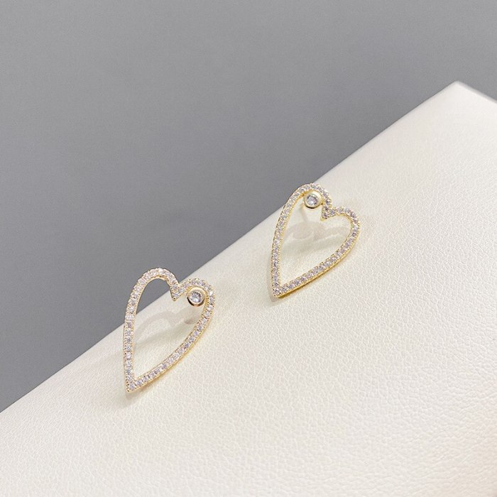 Peach Heart Stud Earrings Women's Light Luxury Earrings 2021 New Fashion Earrings S925 Silver Needle Lovely Stud Earrings