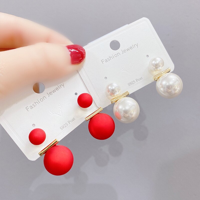 Full Diamond Pearl Stud Earrings Fashion Personalized and Temperamental Earrings Women's Sterling Silver Needle Earrings