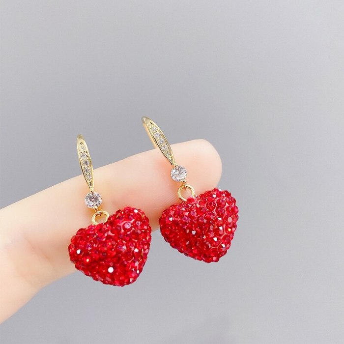 Heart-Shaped Girl Sterling Silver Needle Stud Earrings Korean Personal Influencer Small and Versatile Peach Heart Stud Earring