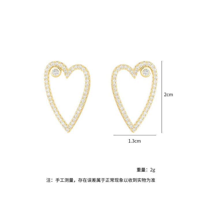 Peach Heart Stud Earrings Women's Light Luxury Earrings 2021 New Fashion Earrings S925 Silver Needle Lovely Stud Earrings
