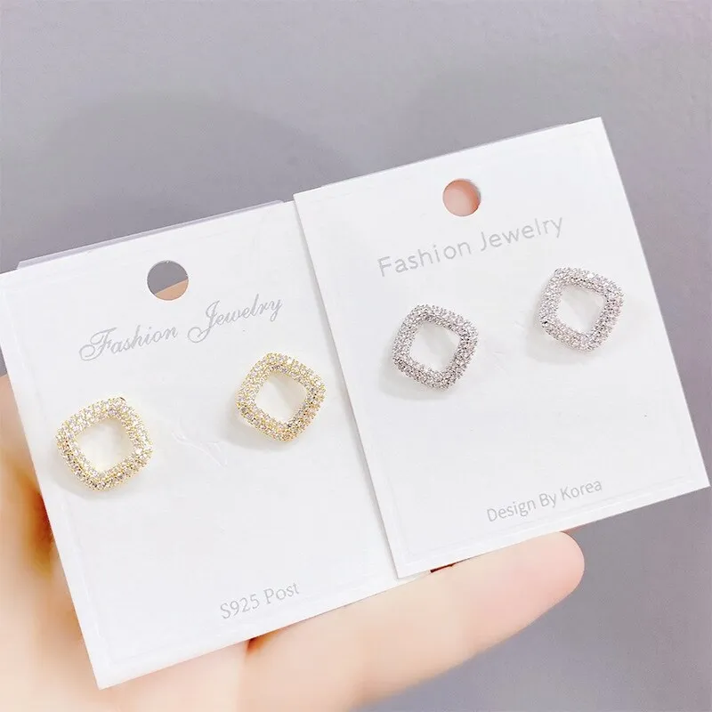 Fashion Sterling Silver Needle Stud Earrings Women's Sweet Temperamental All-Match Diamond Diamond Ornament
