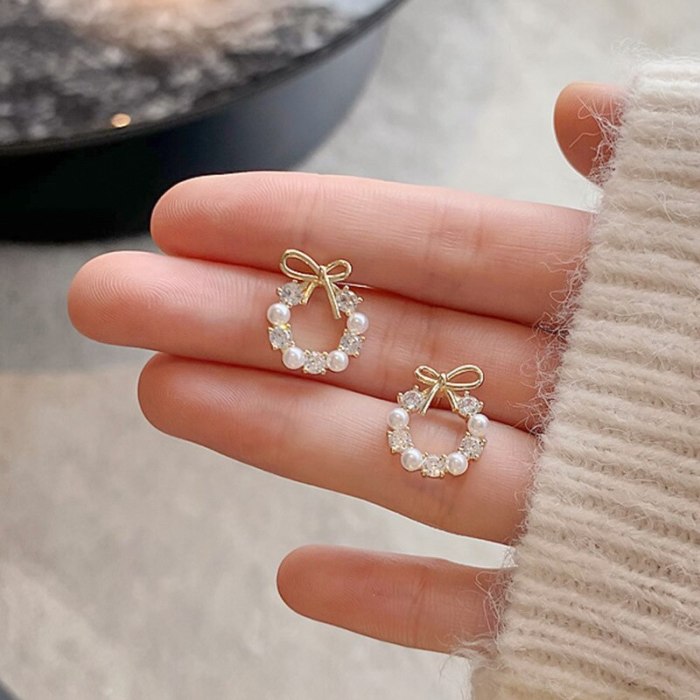 Small Bow New Fashion Stud Earrings Elegant Earrings S925 Sterling Silver Silver Needle Korean Earrings Jewelry