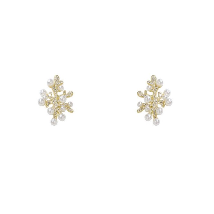 925 Silver Needle 14K Real Gold Electroplated Pearl Zircon Temperament Earrings Fashion Earrings Personalized Eardrops