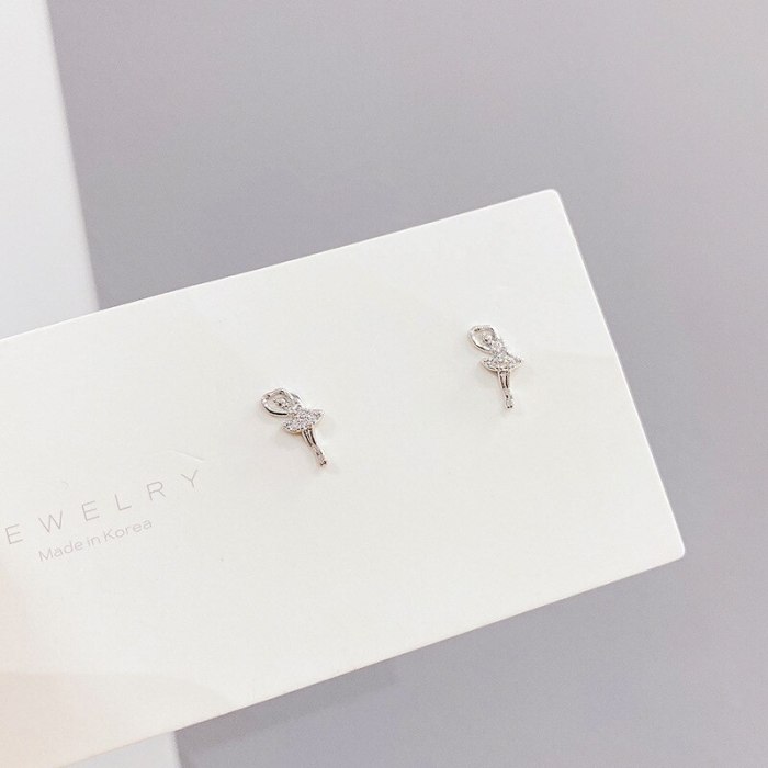 Sterling Silver Needle Micro Inlaid Zircon Three-Piece Earrings Personality One Card Three Pairs Combination Cat Earrings