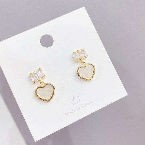 925 Silver Needle Korean Small Shell Love Heart Earrings Graceful Online Influencer Simple Peach Heart Stud Earring Earrings