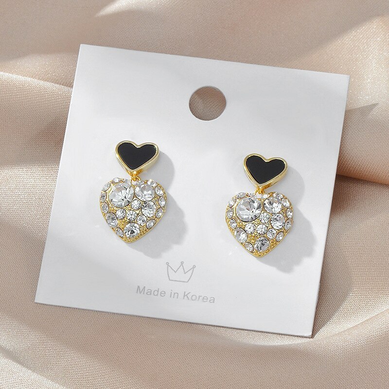 Korean Style Fashion S925 Silver Pin Stud Earrings Women's Micro Inlaid Zircon Peach Heart Earrings Ornament