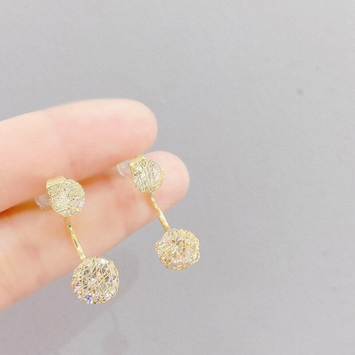 Korean Style Sterling Silver Needle Ear Studs Micro Inlaid Zircon Online Influencer Fashion Earrings Eardrops Women