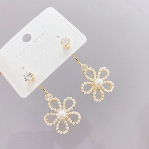 Korean Style 925 Silver Needle Sun Flower Ear Studs Fashion Normcore Style Pearl Earrings Female Earrings