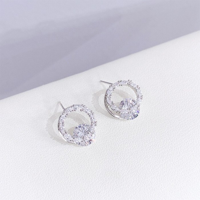 New Micro-Inlaid 3A Zircon Stud Earrings Mini Earrings Sterling Silver Needle Electroplated Ornament For Women