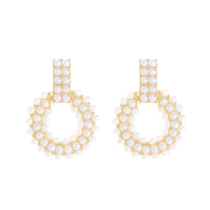 Pearl Square Stud Earrings Elegant Earrings Female Online Influencer Personality Trendy Earrings Sterling Silver Needle