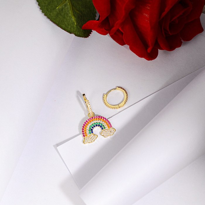 Fashion Personality Temperament Rainbow Stud Earrings Korean New Earrings Female Wholesale