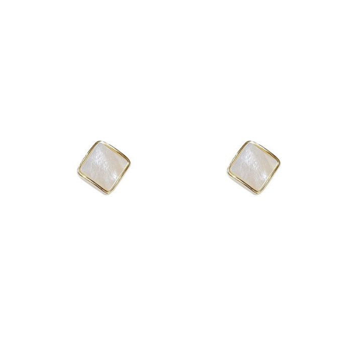 Sterling Silver Needle Sea Shell Dreamy Geometric round Shell Eardrops Ear Studs Earrings Women