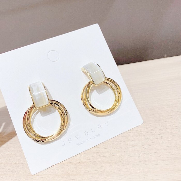 Sterling Silver Needle Stud Earrings Women's Electroplated Real Gold Earrings Cat's Eye Earrings Personalized Stud Earrings