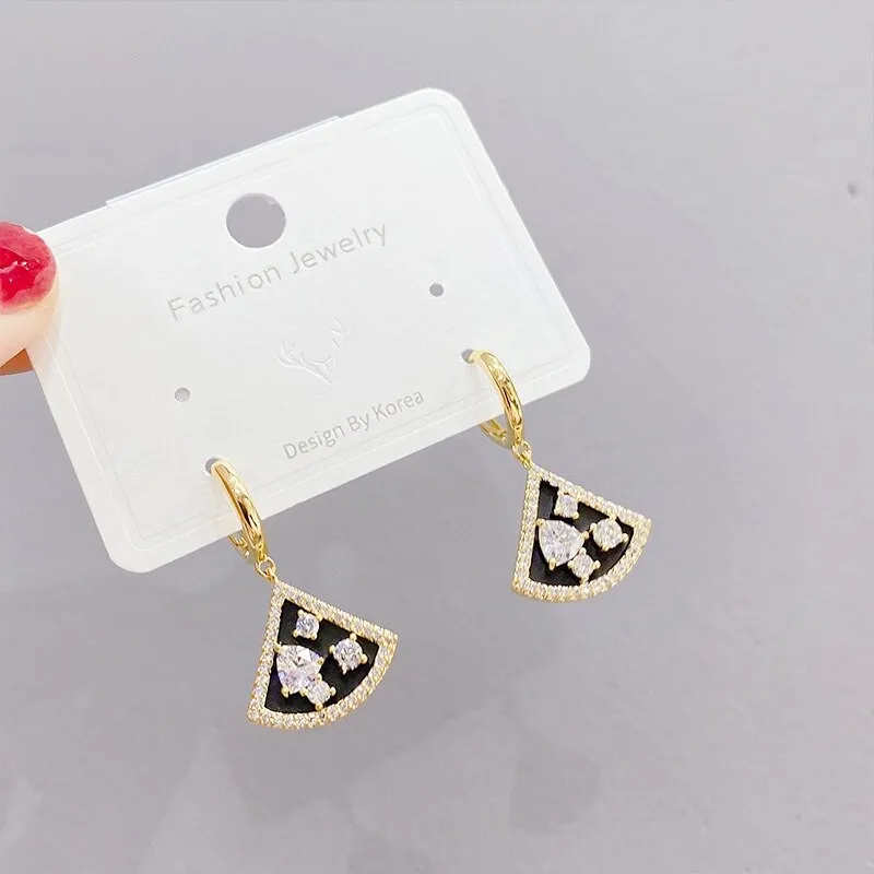 Ear Clip Micro-Inlaid 3A Zircon Ear Studs Korean Style Trendy Earrings Environmentally Friendly Electroplated Real Gold Earrings
