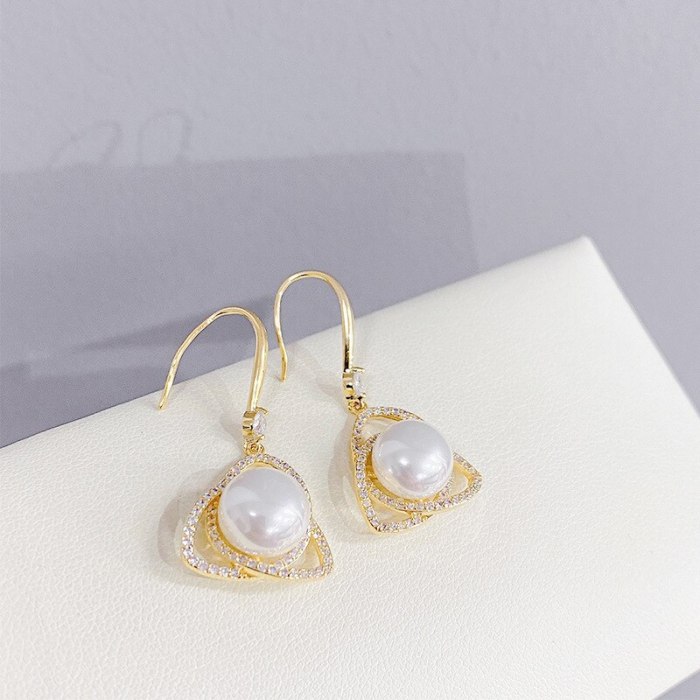 Fashion French Style Earrings for Women Niche Temperament All-Match Pearl Earrings Sterling Silver Needle Earrings