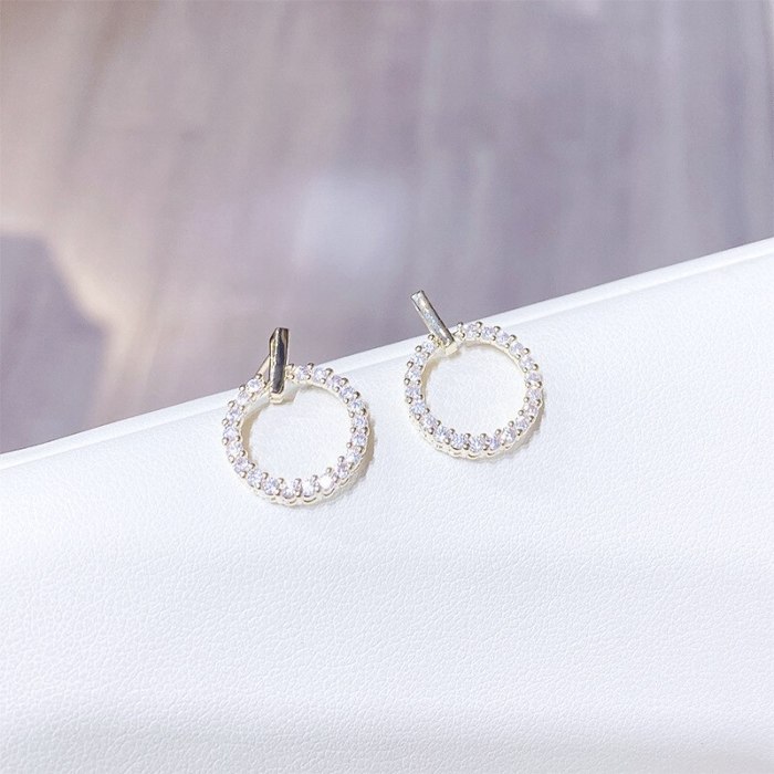 Micro Inlaid Zircon Flower Earrings Sterling Silver Needle Elegant All-Match Earrings Female Earring Ornament