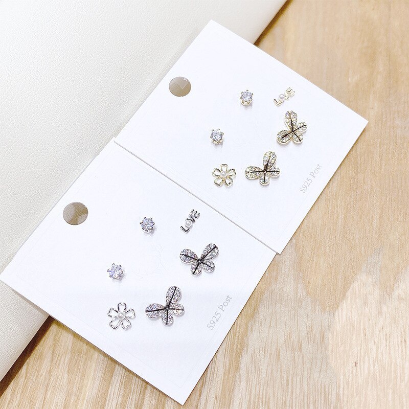 One Card Multi-Pair Fashion New Earrings Earring Set Nail European and American Earrings Female