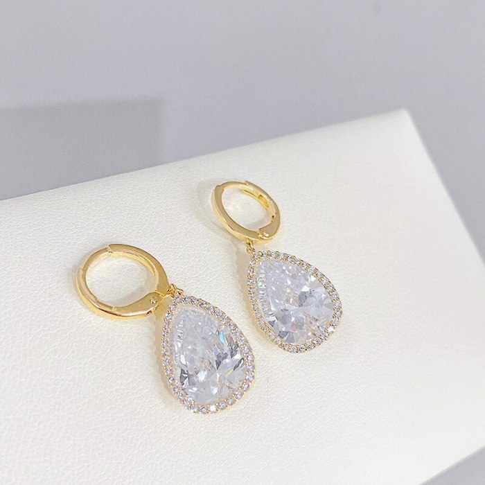 Micro Inlaid Zircon Long Earrings Women's Fashion Personalized Long Ear Clip 14K Gold Earrings Jewelry Jewelry