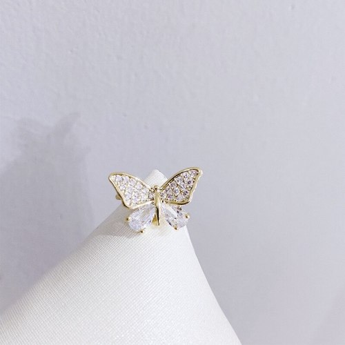 Butterfly Zircon Stud Earrings New Fashion Ear Clip Temperament Earrings Simple and Compact Ear Clip Female Earring Ornament