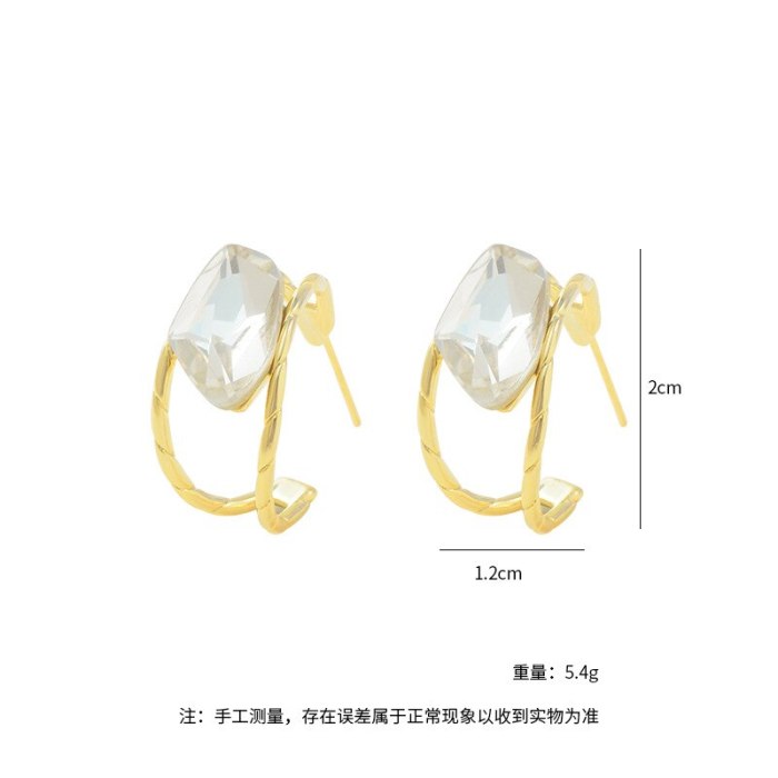 Fashion Ins Style Earrings Wholesale Light Luxury Niche Geometric Earrings European Sterling Silver Needle Zircon Earrings