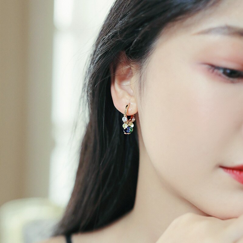 Korean Style Light Luxury Colorful Stud Earrings 2021 New Fashion Earrings Female Temperament Ear Buckle