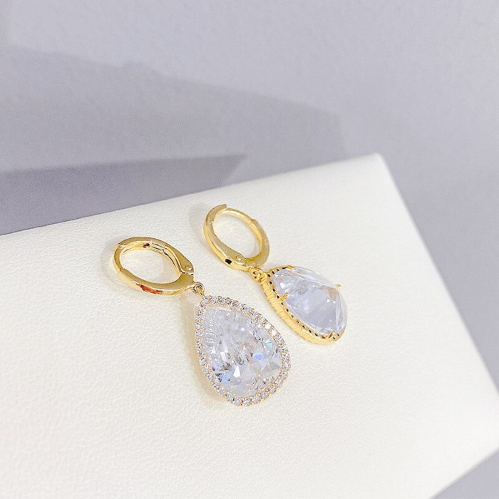 Micro Inlaid Zircon Long Earrings Women's Fashion Personalized Long Ear Clip 14K Gold Earrings Jewelry Jewelry