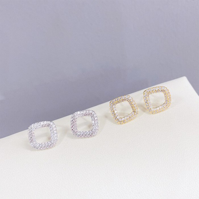 Fashion Sterling Silver Needle Stud Earrings Women's Sweet Temperamental All-Match Diamond Diamond Ornament