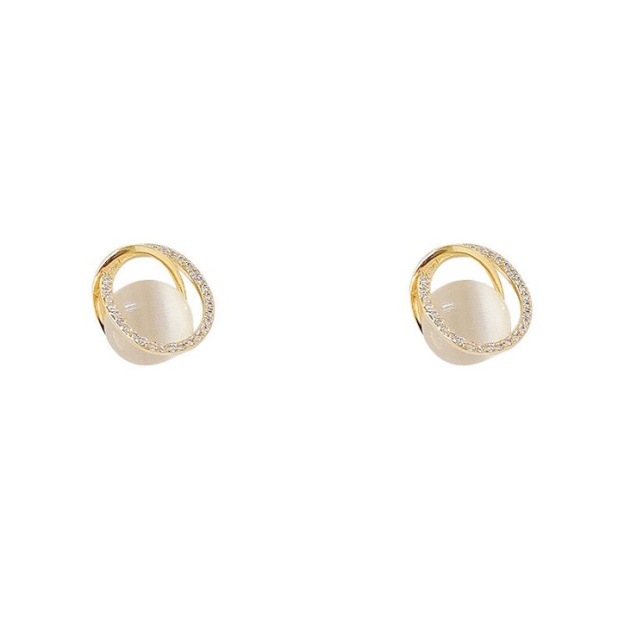 Opal Stone Ear Studs Sterling Silver Needle Earrings Female Earrings Super Fairy Elegant Earrings