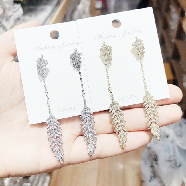 European and American Graceful and Fashionable Detachable Dual-Use Feather Dream Catcher Earrings Long Tassel Hollow Earrings