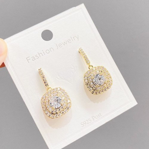 S925 Silver Needle Micro-Inlaid Diamond Stud Earrings Women's European and American Fashion Earrings Jewelry