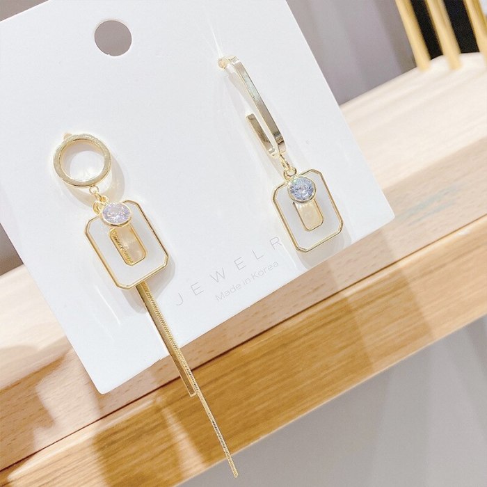 Asymmetric Earrings for Women Korean Elegant Internet Popular Earrings New Trendy Earrings 925 Silver Pin Earrings