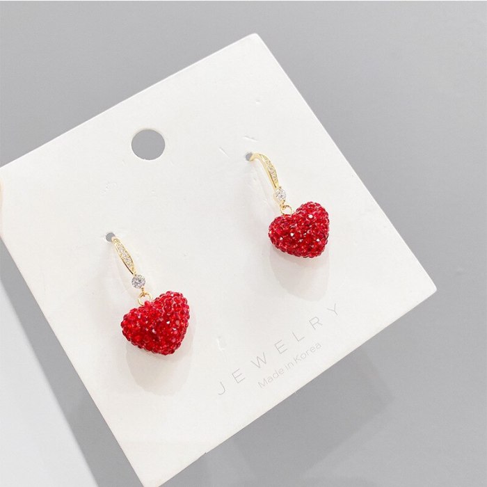 Heart-Shaped Girl Sterling Silver Needle Stud Earrings Korean Personal Influencer Small and Versatile Peach Heart Stud Earring