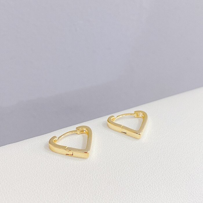European and American Popular Earrings Simple Heart-Shaped Peach Heart Earrings Copper Micro Inlaid Zircon Ear Clip