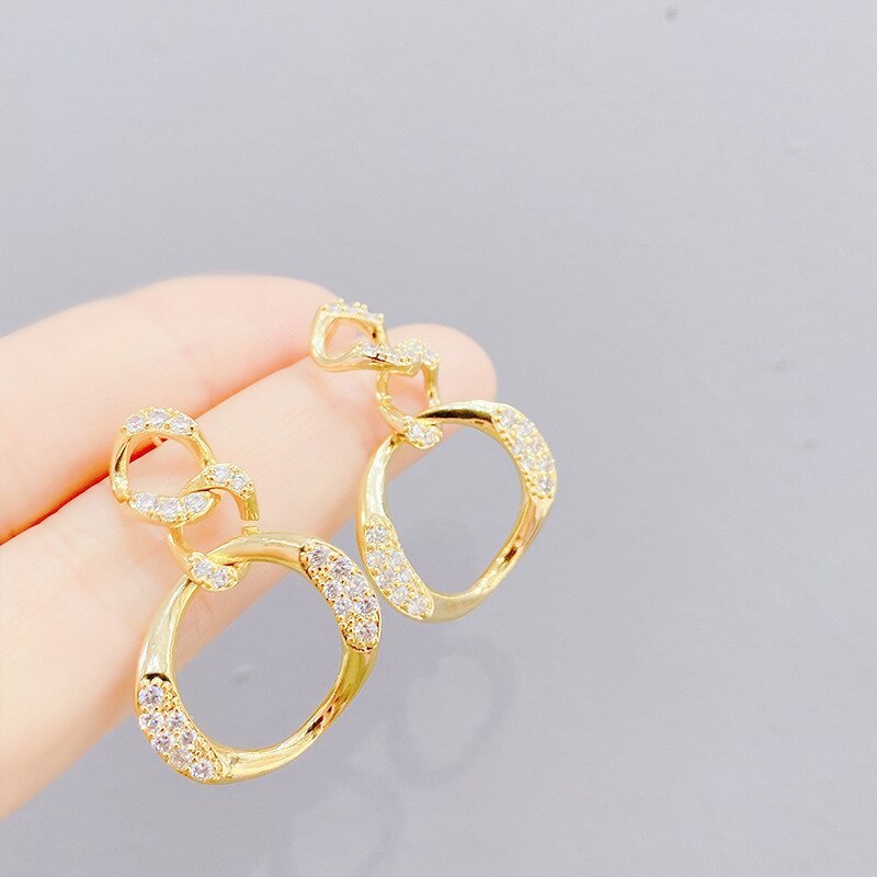 Micro-Inlaid Full-Jeweled Stud Earrings Female Fabulous Personality Earrings Online Influencer Pop Ear Rings