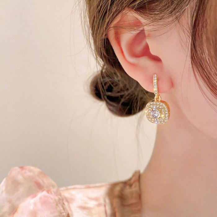 S925 Silver Needle Micro-Inlaid Diamond Stud Earrings Women's European and American Fashion Earrings Jewelry