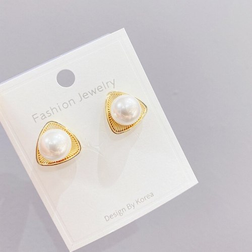 Sterling Silver Needle Design Light Luxury Pearl Stud Earrings Sweet Earrings All-Match Earrings