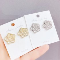 Micro Inlaid Zircon Cute Refreshing Sterling Silver Needle Flower Earrings Fashion All-Match Stud Earrings Women