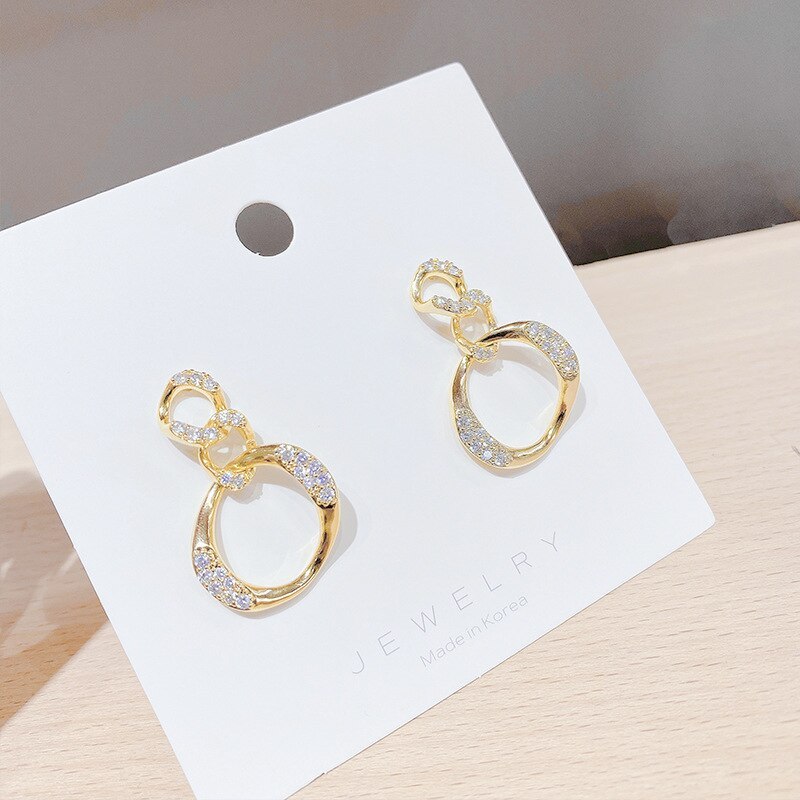 Micro-Inlaid Full-Jeweled Stud Earrings Female Fabulous Personality Earrings Online Influencer Pop Ear Rings