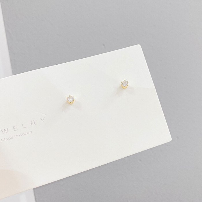 Micro Inlaid Zircon Letters Sterling Silver Needle Stud Earrings Small Personality One Card Three Pairs Combination Earrings