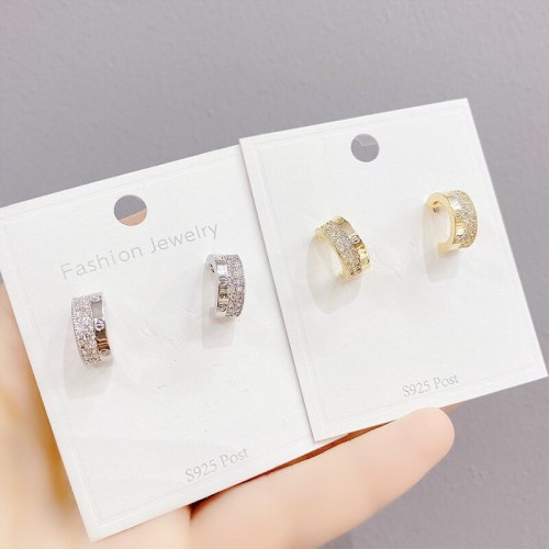 Sterling Silver Needle Stud Earrings for Women Korean Fashion Earrings Micro Inlaid Zircon Stud Earrings Earring Ornament